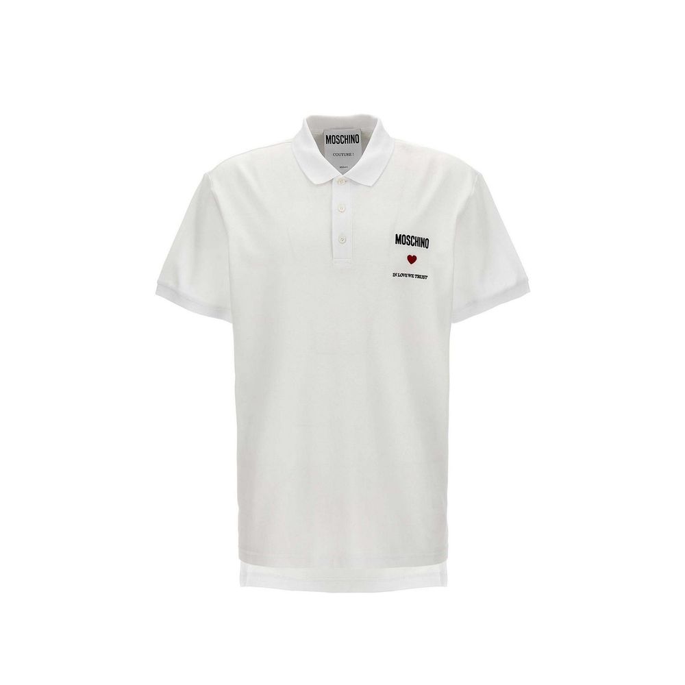 Moschino Couture White Cotton Polo Shirt Moschino Couture
