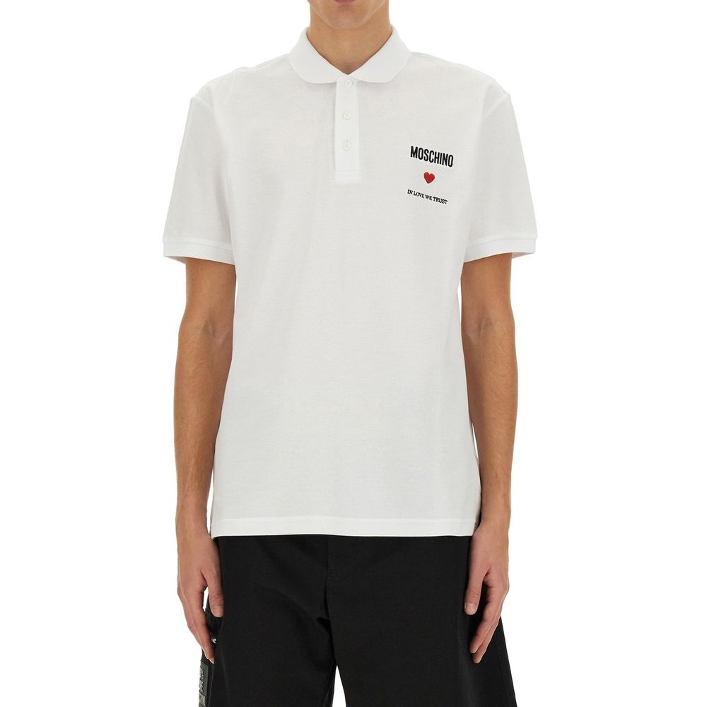 Moschino Couture White Cotton Polo Shirt Moschino Couture
