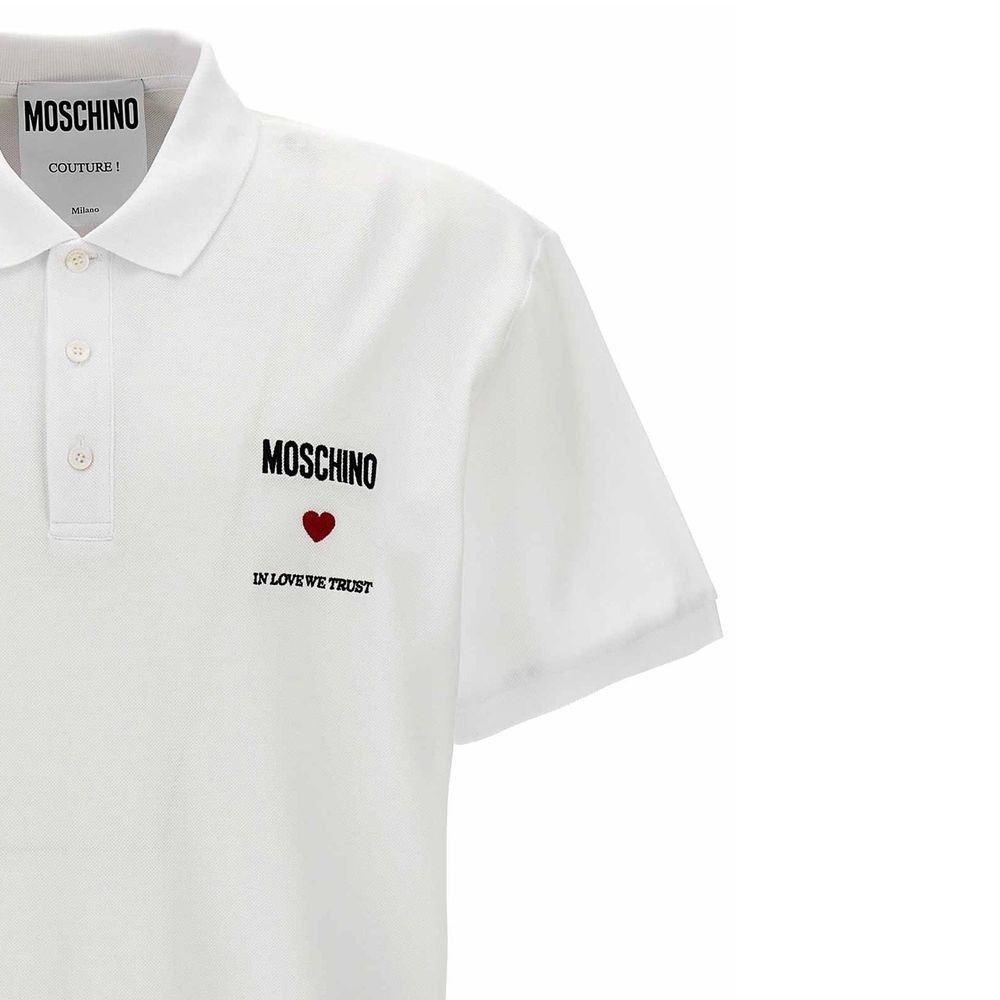 Moschino Couture White Cotton Polo Shirt Moschino Couture