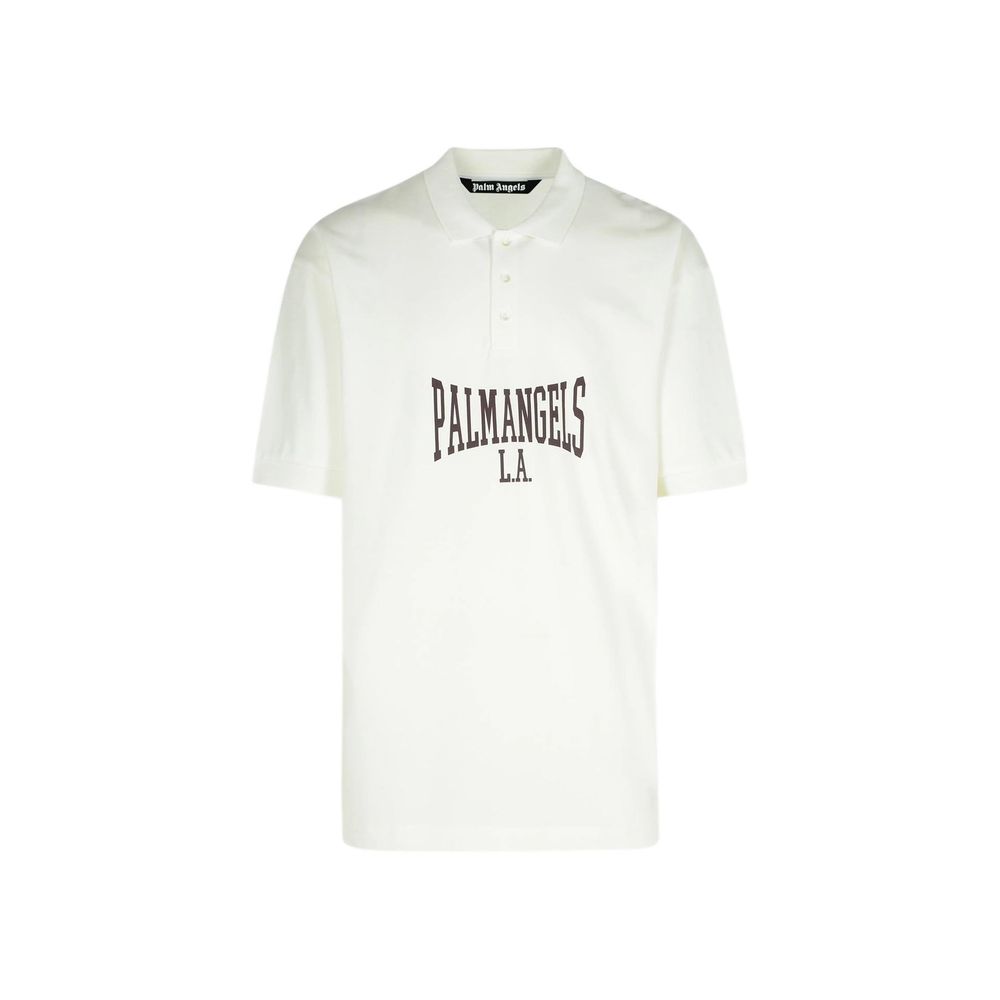 Palm Angels White Cotton Polo Shirt Palm Angels