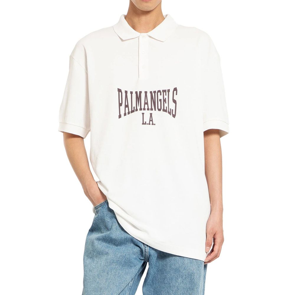 Palm Angels White Cotton Polo Shirt Palm Angels