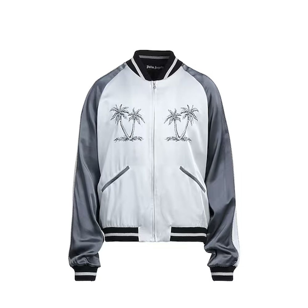 Palm Angels Gray Acetate Bomber Palm Angels