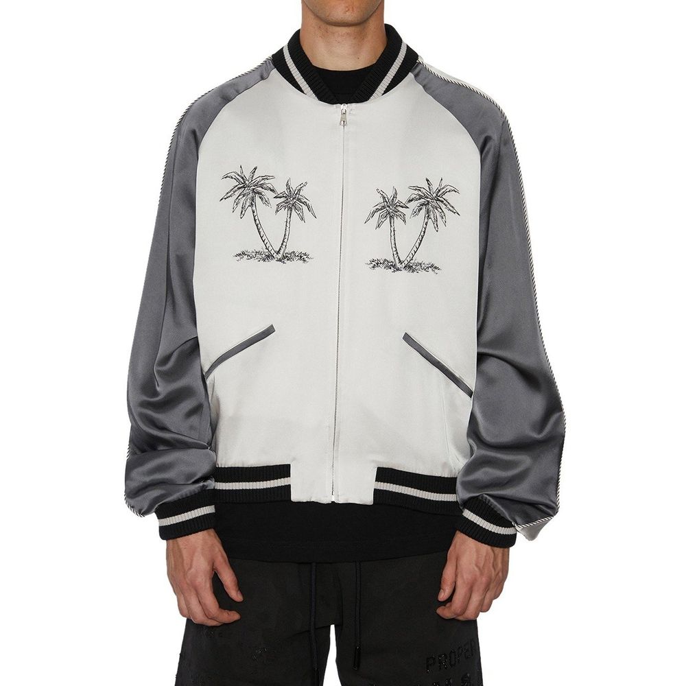 Palm Angels Gray Acetate Bomber Palm Angels