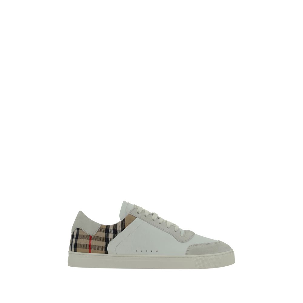 Baskets basses Burberry Bos Taurus en cuir de veau blanc