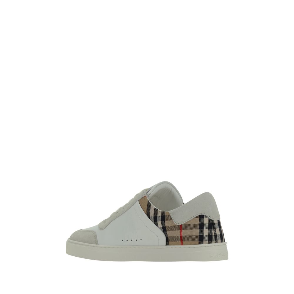 Baskets basses Burberry Bos Taurus en cuir de veau blanc
