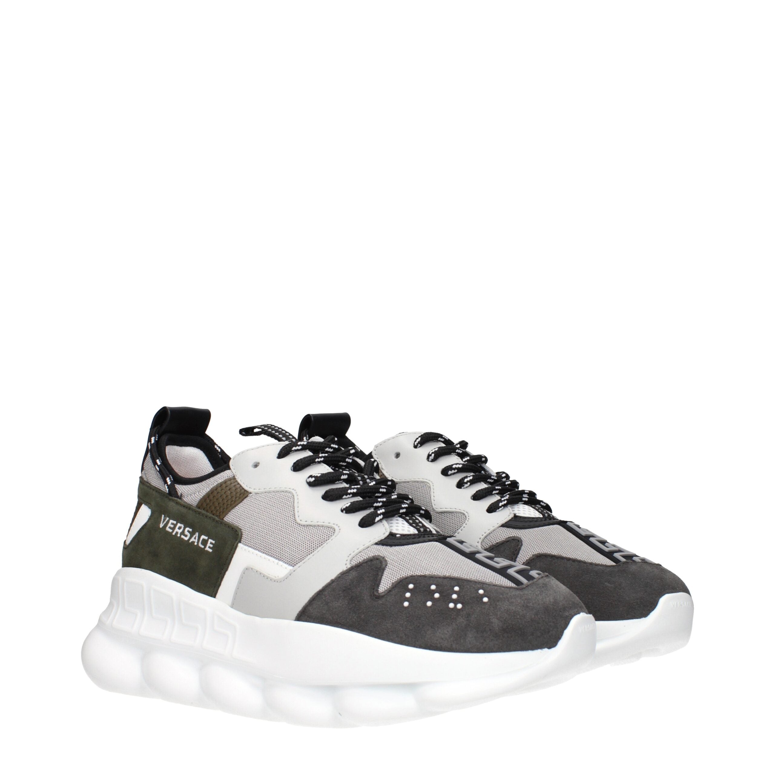 Versace Gray Fabric Chunky Sneakers