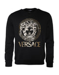Versace Black Medusa Fleece Cotton Crew Neck Sweatshirt Sweater - Broken-Luxury