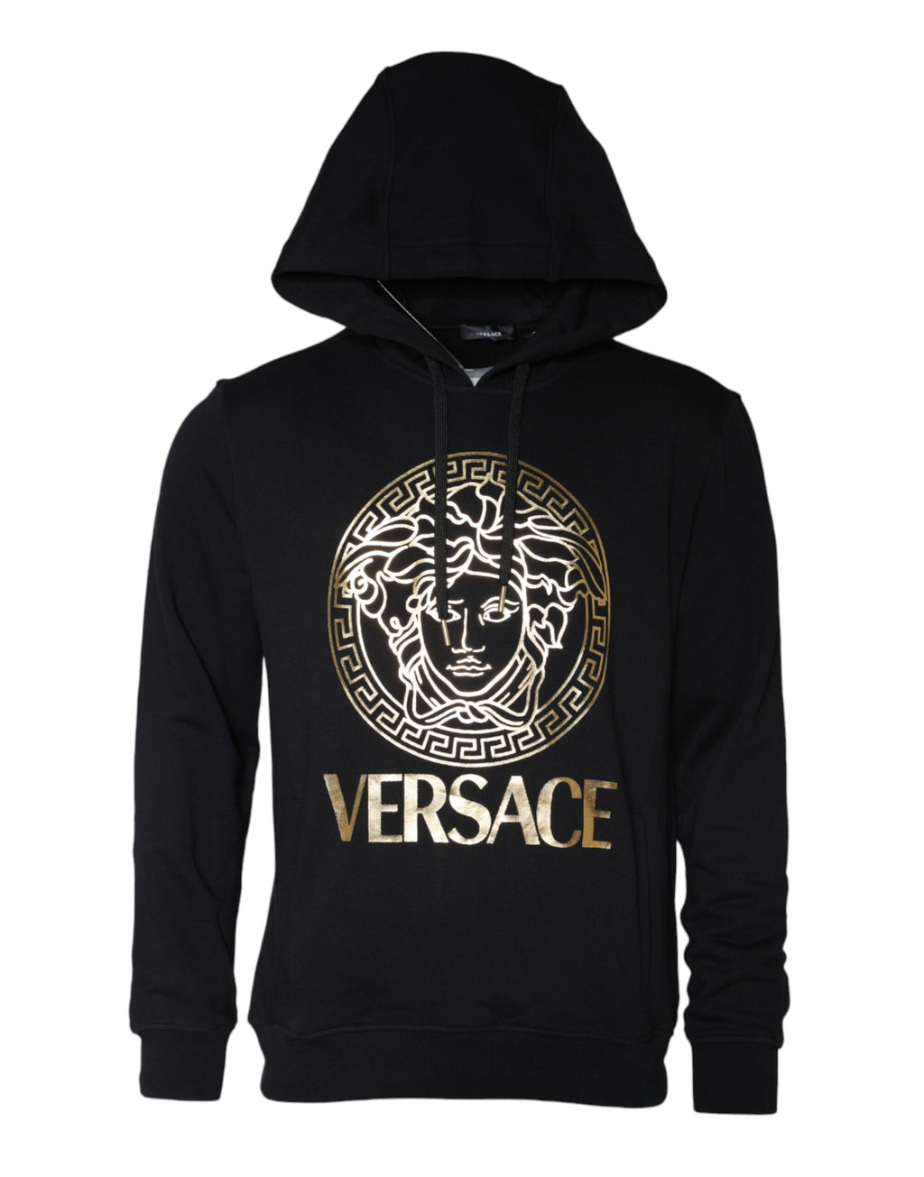Versace Black Medusa Print Cotton HoodiePullover Sweatshirt Sweater - Broken-Luxury