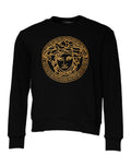 Versace Black Medusa Embroidery Crew Neck Pullover Sweater - Broken-Luxury
