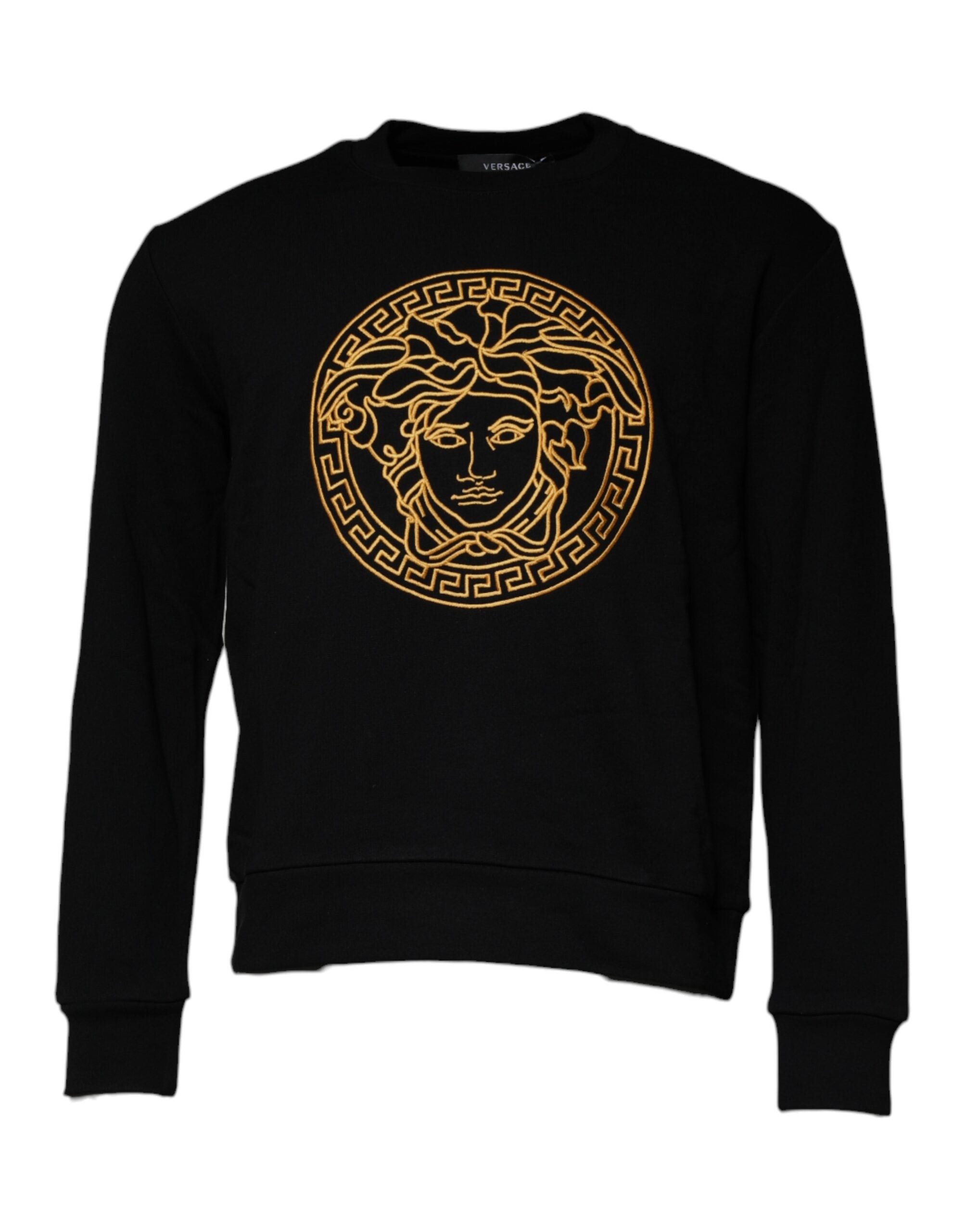 Versace Black Medusa Embroidery Crew Neck Pullover Sweater - Broken-Luxury