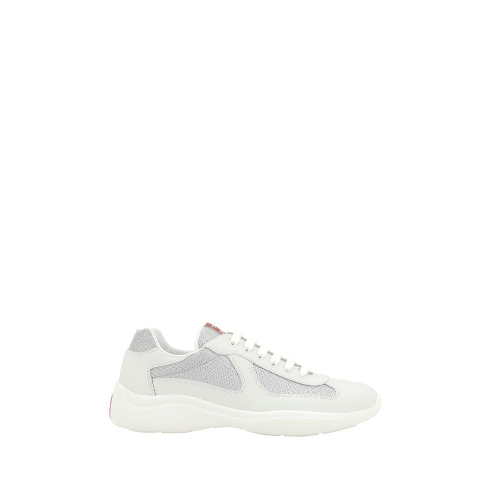 Prada White Calf Leather Bos Taurus Low Top Sneakers - Broken-Luxury