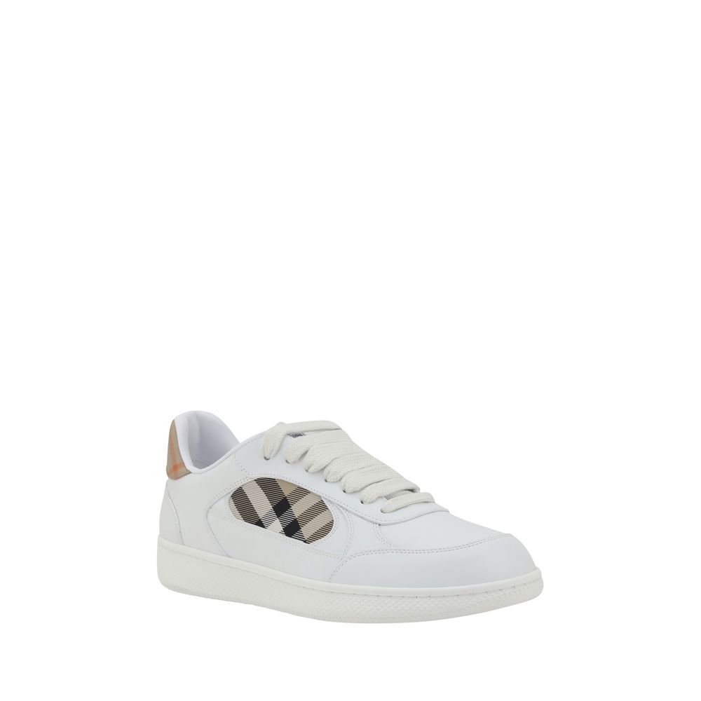 Burberry White Calf Leather Bos Taurus Low Top Sneakers - Broken-Luxury