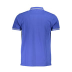Blue Cotton Men Polo Shirt