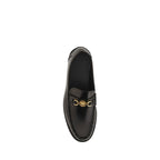 Versace Black Calf Leather Bos Taurus Slip-On Loafers