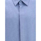 Fendi Light Blue Linen Shortsleeve Shirt
