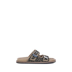 Fendi Brown Calf Leather Bos Taurus Flat Sandals