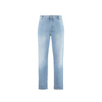 Balmain Blue Cotton Cropped Jeans
