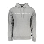 Calvin Klein "Gray Cotton Men Sweater with Hood and Central Pocket"