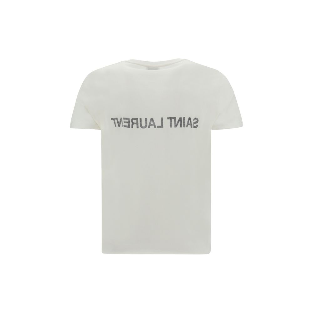 Saint Laurent White Cotton T-Shirt Saint Laurent
