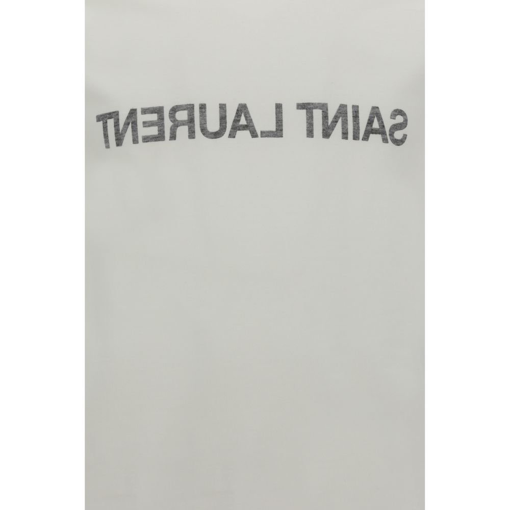 Saint Laurent White Cotton T-Shirt Saint Laurent