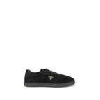 Prada Black Calf Leather Bos Taurus Low Top Sneakers