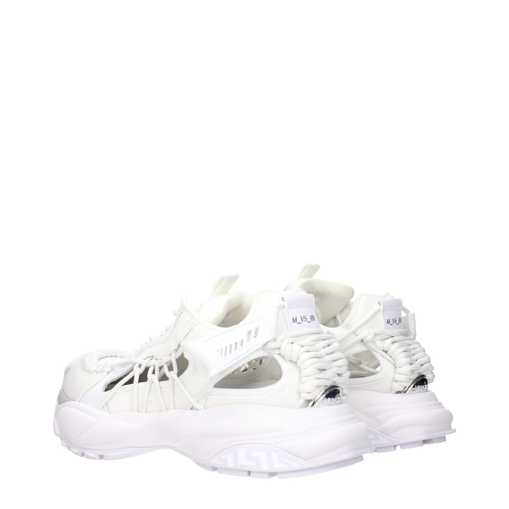 Versace White Leather Athletic Sneakers