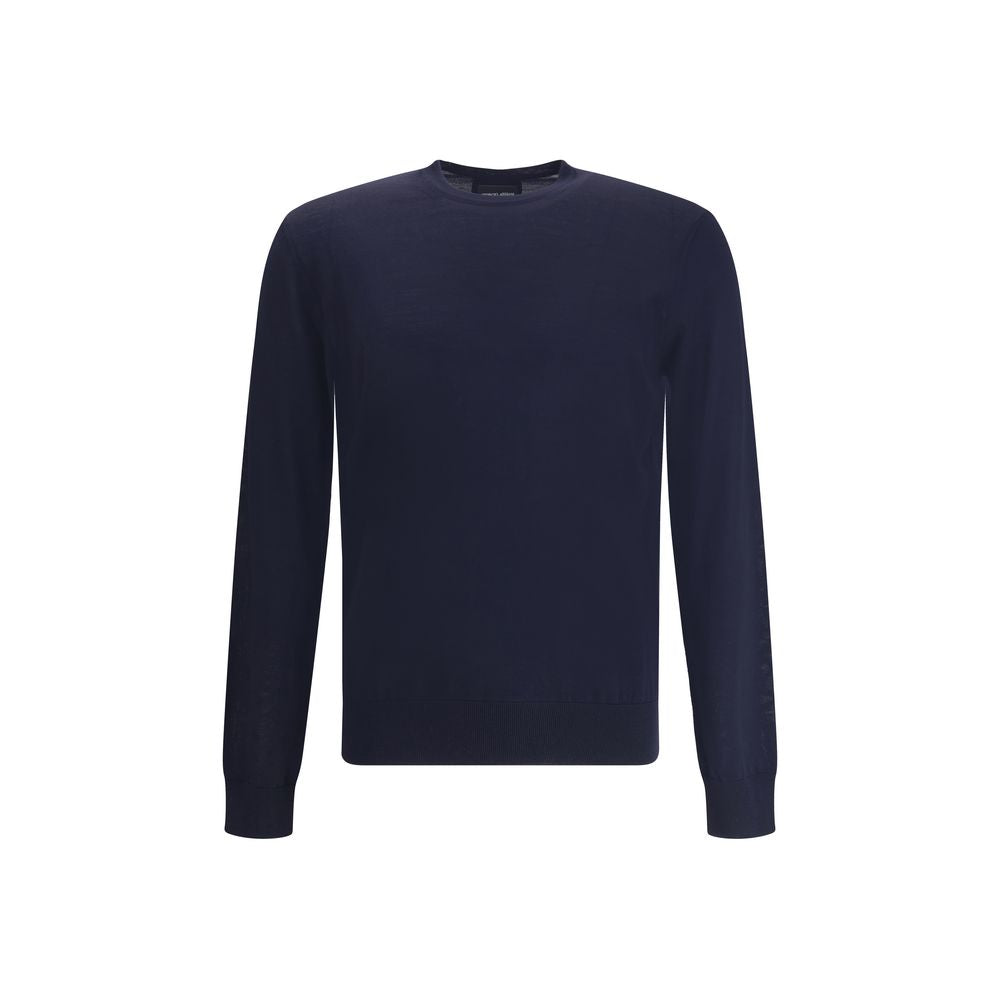 Giorgio Armani Blue Fleece Wool Sweatshirt Giorgio Armani