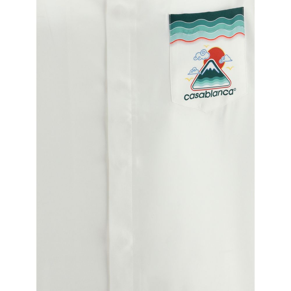 Casablanca White Silk Pattern Shirt