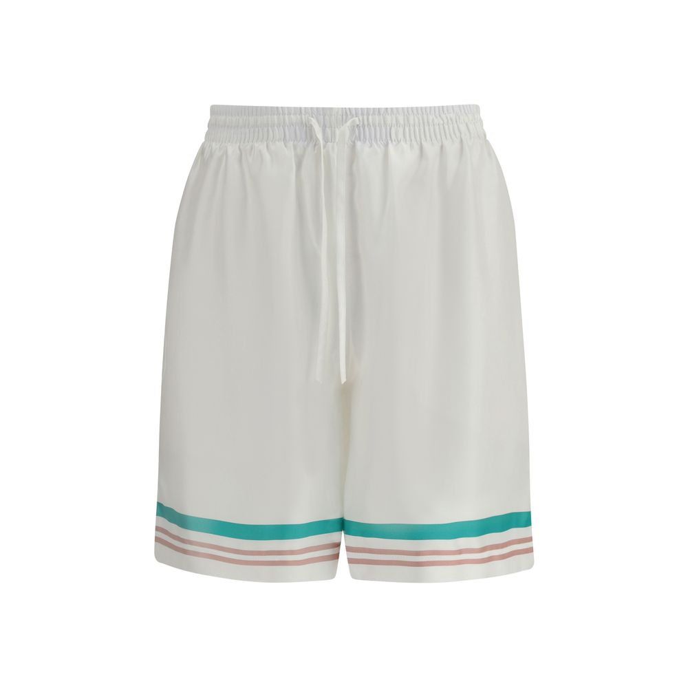 Casablanca White Silk Bermuda Shorts