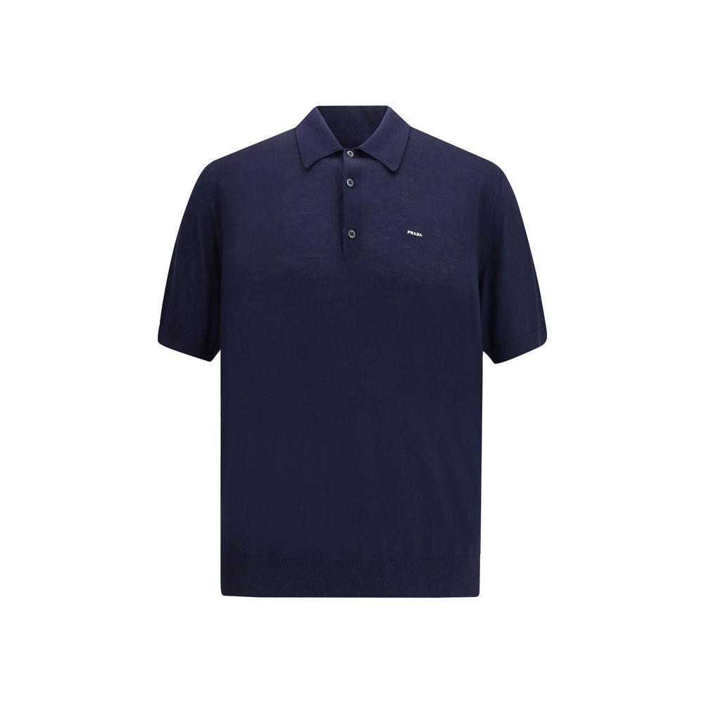 Prada Blue Fleece Wool Polo Shirt