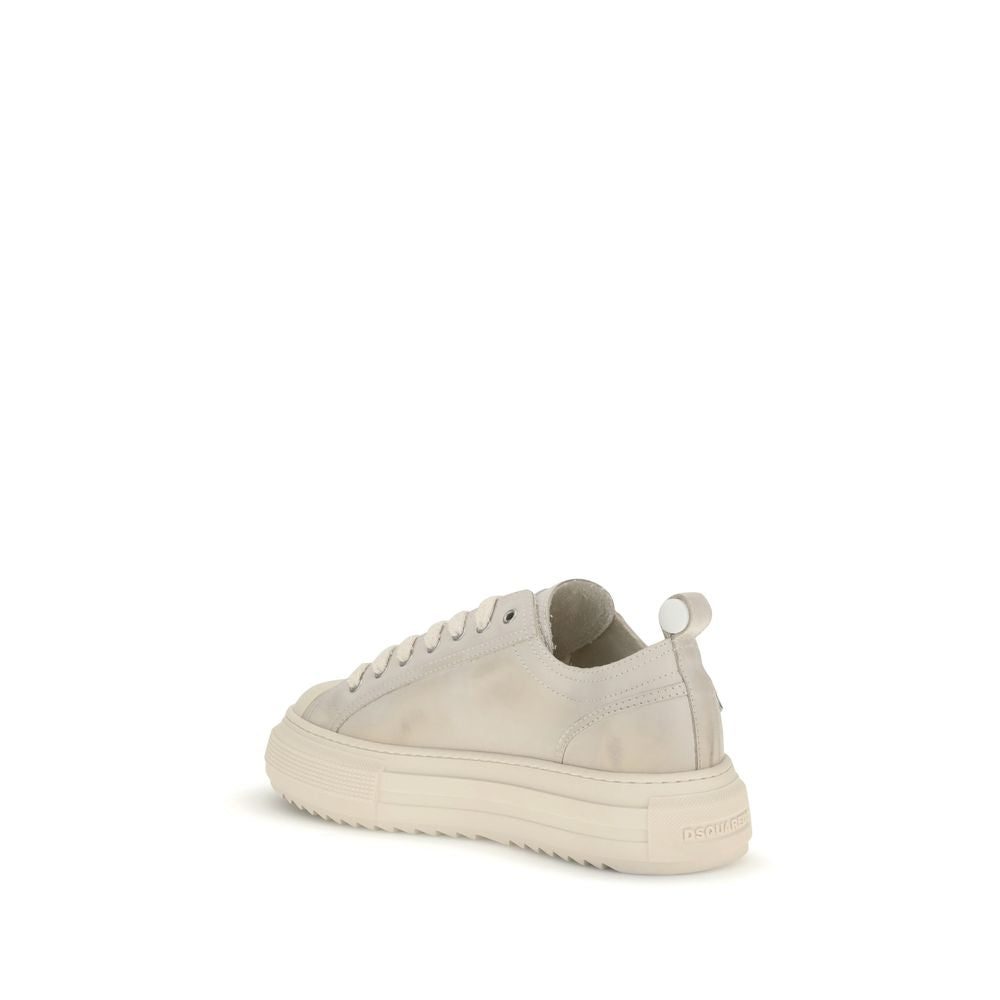 Dsquared² Cream Leather Platform Sneakers