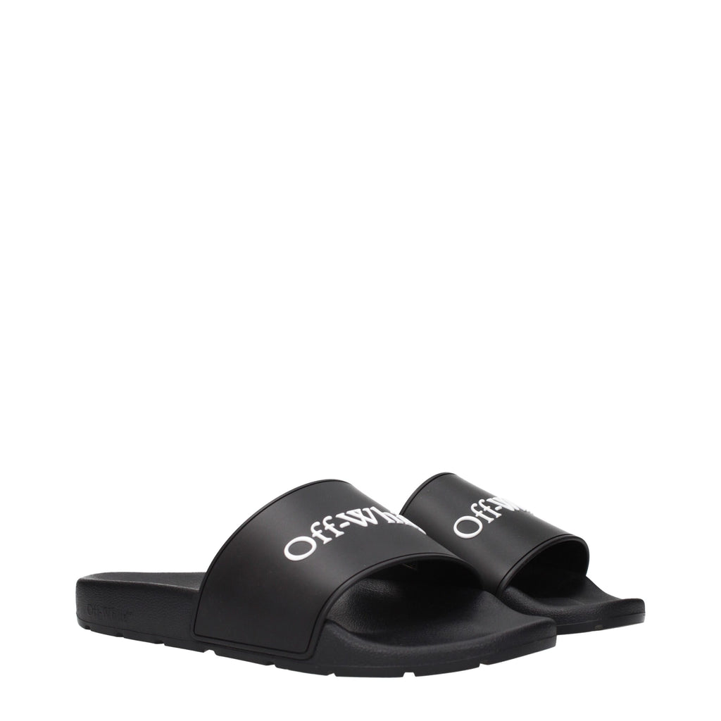 Off-White Black Cotton Slippers