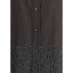 Fendi Brown Fleece Wool Pattern Shirt