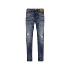 Palm Angels Blue Cotton Straight-Leg Jeans