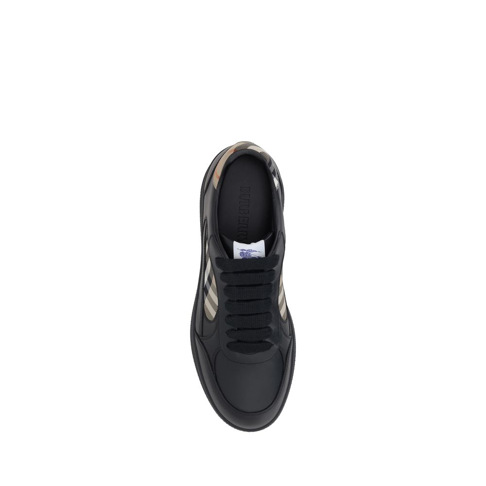 Burberry Black Calf Leather Bos Taurus Low Top Sneakers - Broken-Luxury