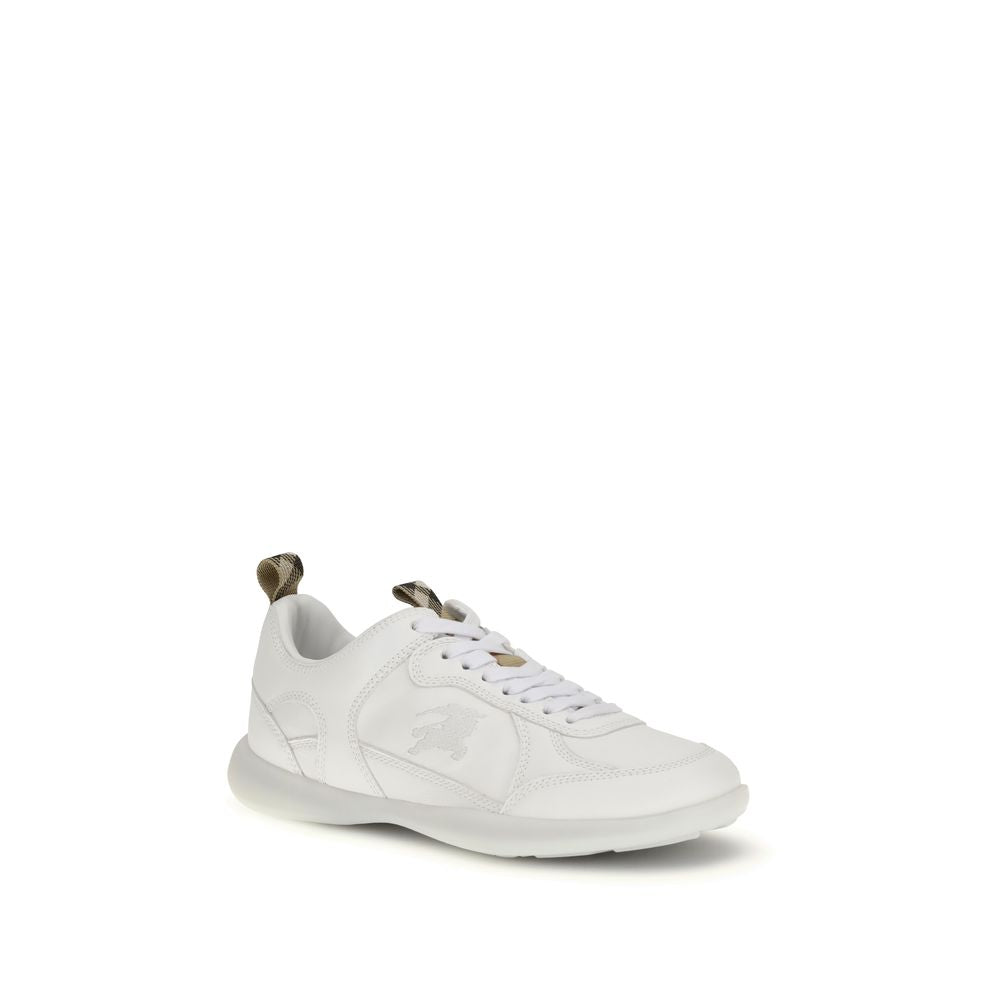 Burberry White Calf Leather Bos Taurus Athletic Sneakers - Broken-Luxury