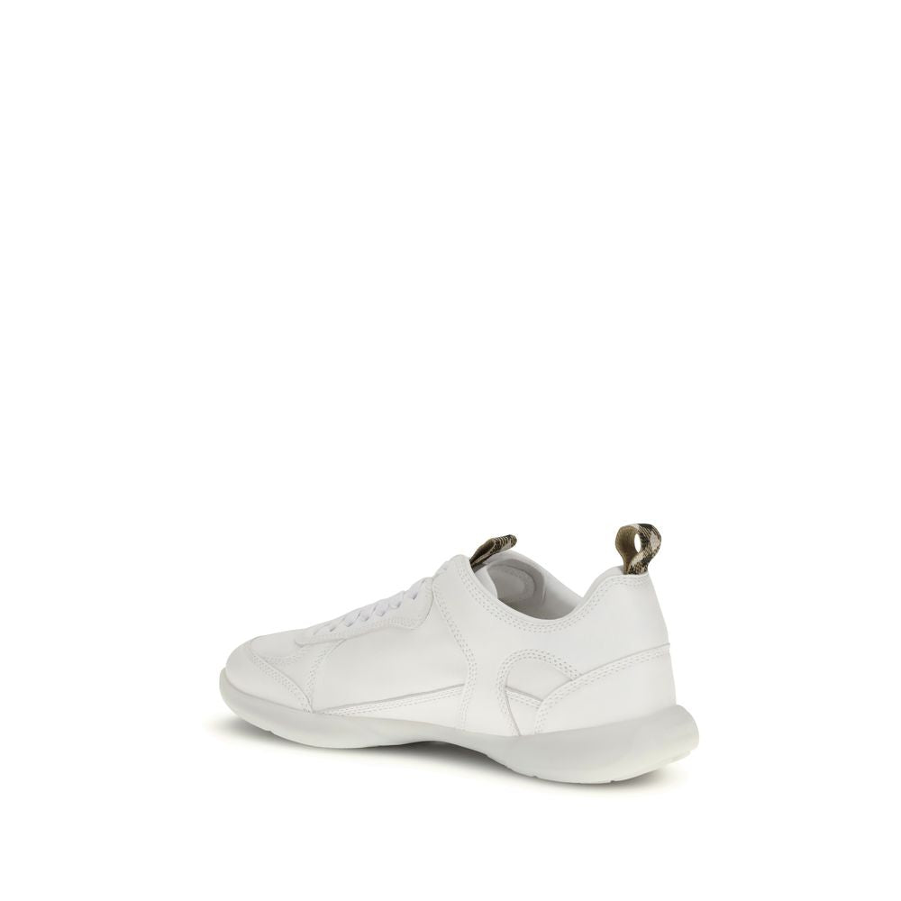 Burberry White Calf Leather Bos Taurus Athletic Sneakers - Broken-Luxury