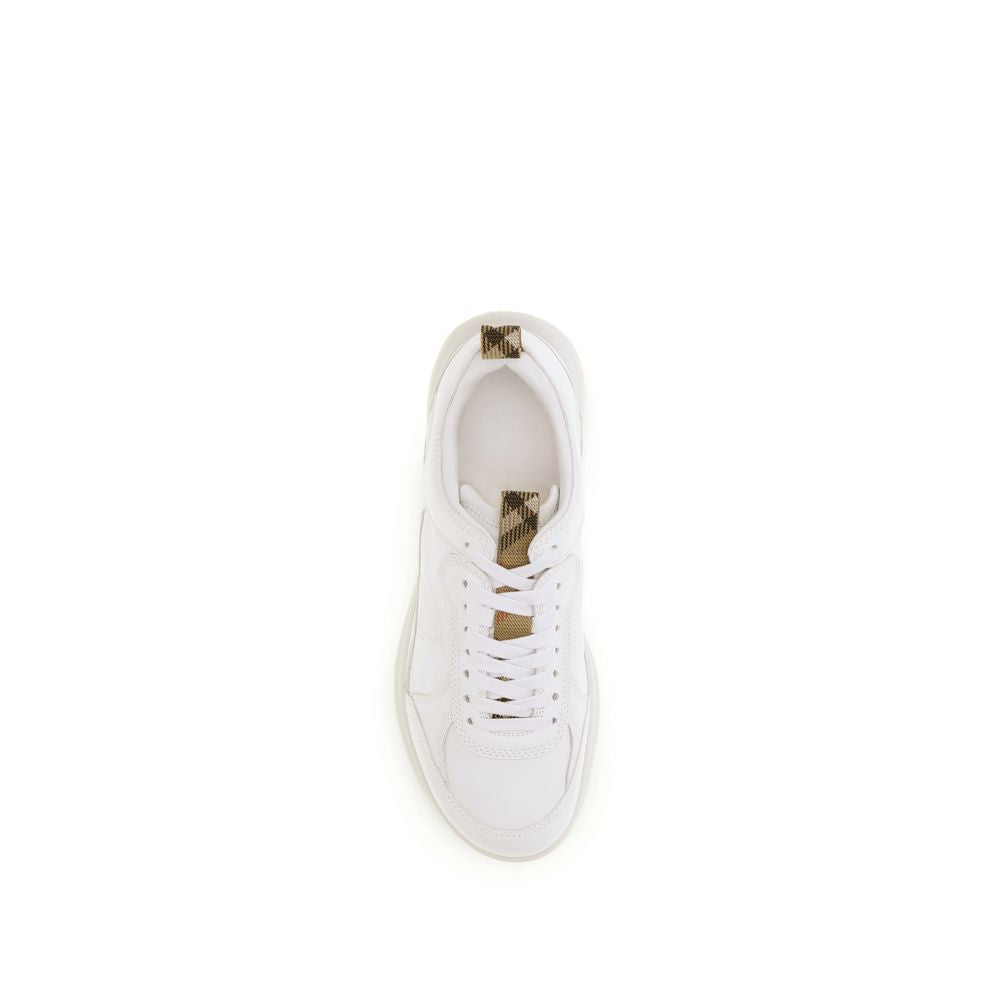 Burberry White Calf Leather Bos Taurus Athletic Sneakers - Broken-Luxury