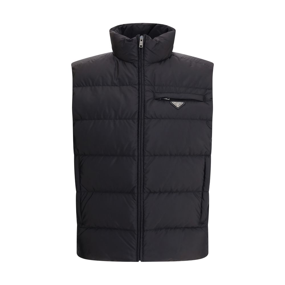 Prada Black Recycled Polyamide Sleveless Jacket Prada