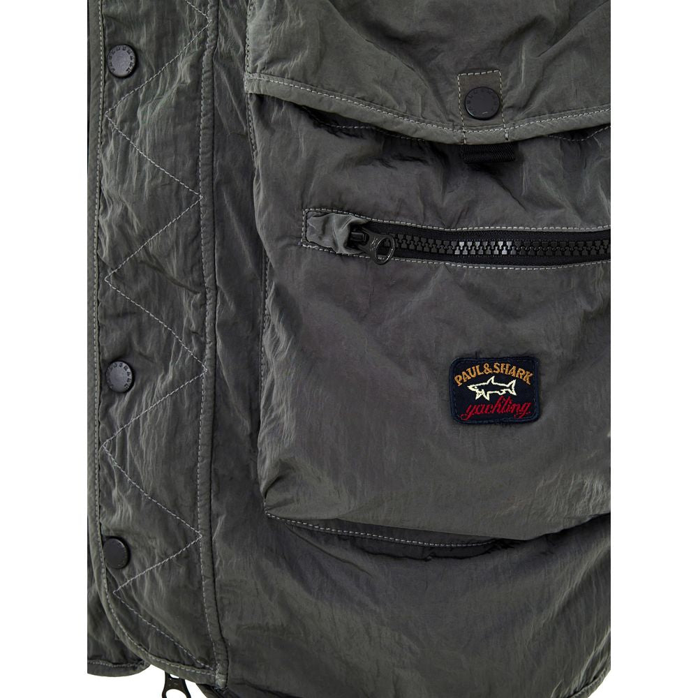 Paul & Shark Gray Polyester Sleveless Jacket Paul & Shark